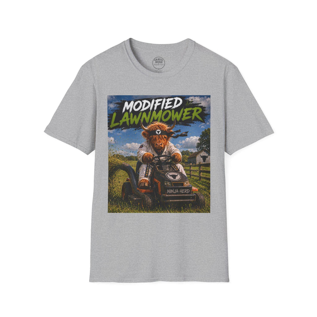 Modified lawn mower, funny, cow, Unisex Softstyle T-Shirt
