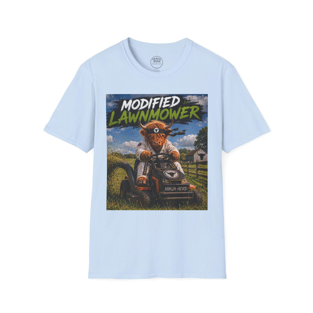 Modified lawn mower, funny, cow, Unisex Softstyle T-Shirt
