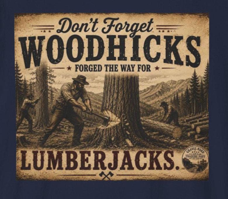 Woodhicks, Lumberjack T-Shirt | Vintage Logging Design